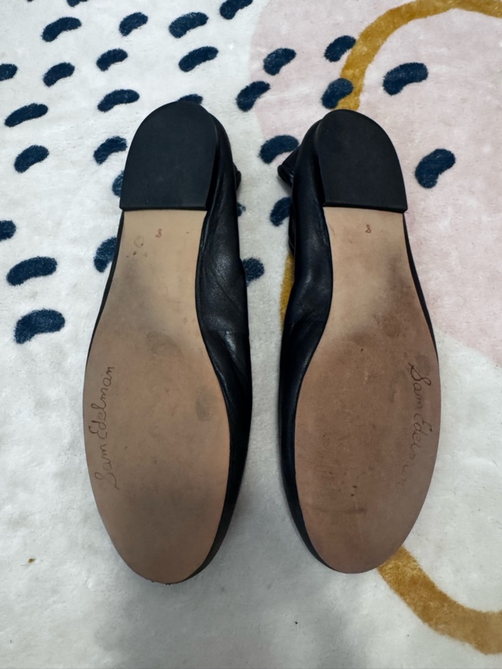 Sam Edelman Black Leather Bow Ballet Flats - Picture 3 of 3